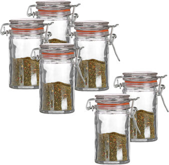 Urban Living Weckpotje/inmaakpotje - 6x - mini - 70 ml - glas - met beugelsluiting