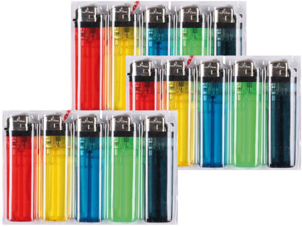 Urban Living Wegwerp aanstekers - 15x stuks - gekleurd - 8 cm - kunststof