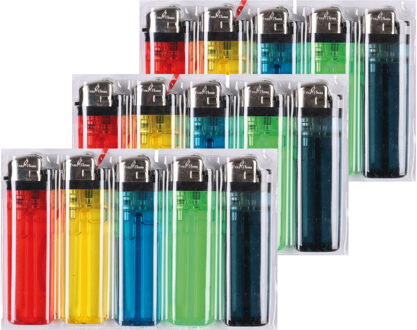 Urban Living Wegwerp aanstekers - 15x stuks - gekleurd - 8 cm - kunststof