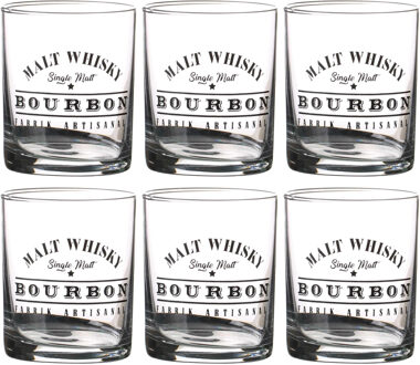 Urban Living whiskey glazen Comptoir - gedecoreerd glas - 6x stuks - 280 ml