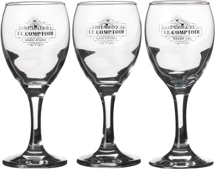 Urban Living witte wijnglazen Comptoir - gedecoreerd glas - 3x stuks - 205 ml Transparant