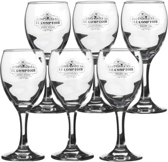 Urban Living witte wijnglazen Comptoir - gedecoreerd glas - 6x stuks - 205 ml - Wijnglazen Transparant