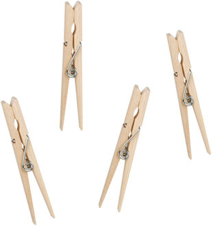 Urban Living XL Size wasknijpers - 24x - bamboe - 9 cm - Extra groot formaat - Knijpers Bruin