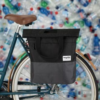 URBAN PROOF shopper fietstas 20 liter polyetheen zwart/grijs