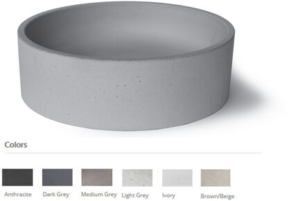 Urbi et Orbi Opzet Waskom Urbi et Orbi Circum 48S Beton Rond 39x12 cm Lichtgrijs