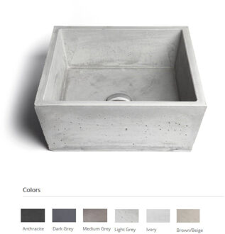 Urbi et Orbi Opzet Wastafel Urbi et Orbi Conicis Beton 39x39x16 cm Licht Grijs