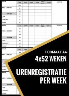 Urenregistratie / Urenstaat Boekje Wekelijks - Voor Personeel, Werknemers, Medewerkers, Zzp, - Urenregistratie Boekjes