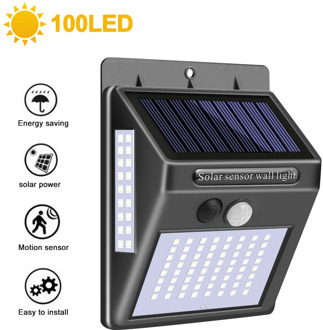 Urijk 100 LED Solar Light Outdoor Solar Lamp Waterproof Solar Powered Light PIR Motion Sensor Wall Light For Garden Decoration