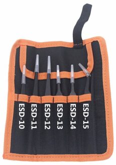 Urijk 6/10Pcs Pincet Gereedschap Kit ESD Precisie Antistatische Tip Gebogen Straight Roestvrijstalen Pincet Nipper Reparatie Tool 6stk met zak