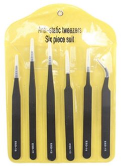 Urijk 6pcs ESD Anti-Statische Roestvrijstalen Pincet Set Onderhoud Reparatie Tool Kit Anti Statische Model Maken Tool hand Tool Set 6stk reeks