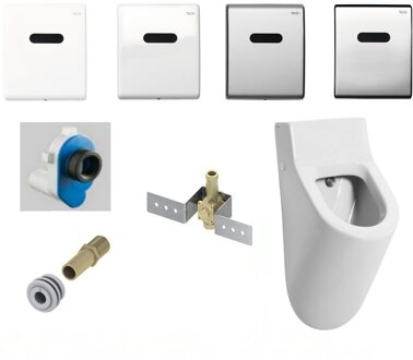 Urinoir Set Hung Achterinlaat Mat Wit met TECE Drukplaat Elektronisch - Urinoirset-tecelekb