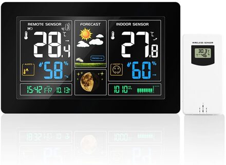 US/EU Plug Digitale Weerstation klok indoor Thermometer hygrometer druk display Temperatuur-vochtigheidsmeter