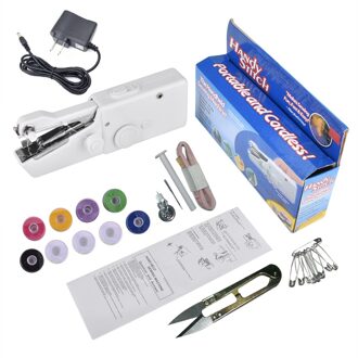 Us/Eu Plug Mini Hand Naaimachine Draagbare Handheld Naaimachines Handwerken Cordless Kleding Huishoudelijke Naaien Tool US reeks met parts
