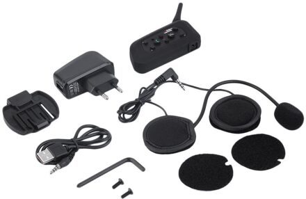 Us/Eu Plug V6 Helm Intercom 6 Riders 1200M Motorfiets Bluetooth Intercom Headset Walkie Talkie Helm Bt Interphone