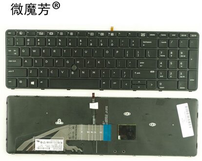 Us Laptop Toetsenbord Voor Hp Probook 450 G3 455 G3 470 G3 Zwart Frame Zwart Met Backlit Pn: 9Z.NCGBV.201 6037B0115101