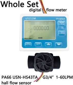US211M Digitale Flow Meter En USN-HS43TA G3/4 "Totalisator Flow Meting Met Nylon Water Flow Sensor Turbine Flowmeter isentro whole reeks