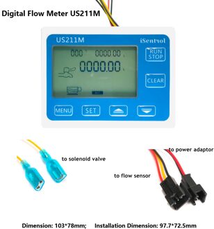 US211M Digitale Flowmeter Met Npt Flow Sensor USS-HS43TB NPT3/4 "DN20 2-45LPM Tonen Totale Stroom En Totaal flow Isentrol US211M Flow Meter