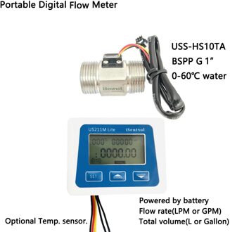 US211M Lite Digitale Flow Meter Reader Display Met USS-HS10TA Water Flow Sensor Rvs SUS304 Whole reeks