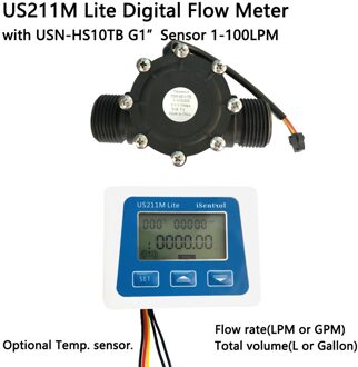 US211M Lite USN-HS10TB 1-100L/Min Digitale Flow Meter 5V Flow Reader Compatibel Met Alle Onze Flow Sensor, zonder Temperatuur Whole reeks