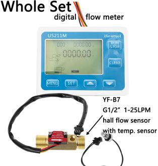 US211M Water Flow Meter En YF-B7 Hal Waterstroom Sensor Messing 1-25L/Min Dc 24V Turbine Flowmeter Met NTC50K Temperatuur Whole reeks
