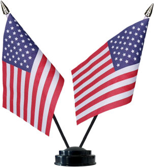 USA Amerika tafelvlaggetjes set - dubbele vlaggetjes op 1 standaard - 10 x 15 cm mini vlaggen