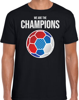 USA EK/ WK supporter t-shirt - we are the champions met USA voetbal - zwart - heren - kleding / shirt M