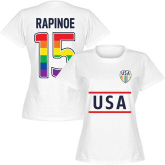 USA Rapinoe 15 Team Pride Dames T-Shirt - Wit - S