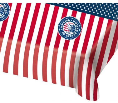 USA tafelkleed - 130 x 180 cm - plastic - Amerikaanse vlag - Unites States versiering Multi