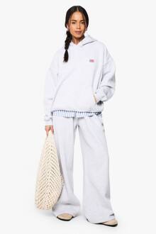 Usa-Vlag Geborduurde Jogger Met Brede Pantalon, Ash Grey