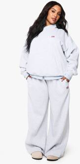 Usa-Vlag Geborduurde Oversized Joggingbroek Met Wijde Pijpen, Ash Grey - 46