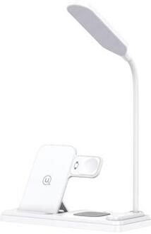 USAMS US-CD195 15W 4-in-1 draadloze oplaadhouder telefoon oortelefoon horloge oplader met tafellamp