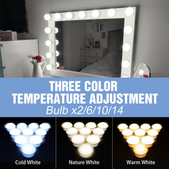 USB 12V Hollywood Vanity Mirror Bulbs Kit Led Makeup Light 3 Colors Dimmable Bathroom Cosmetic Mirror Wall Lamp Cosmetic Bulb