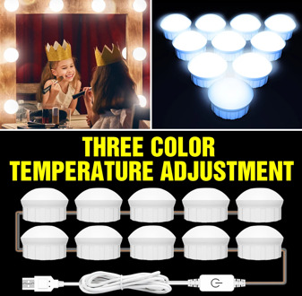 USB 12V LED Makeup Mirror Light Bulb 2 6 10 14 pcs Bulbs Kit Touch Dimmable 3 Colors Hollywood Dressing Table Vanity Mirror Lamp