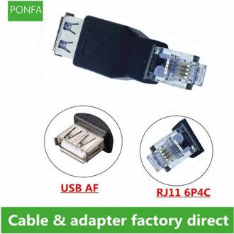 USB 2.0 A Female To RJ11 4Pin 6P4C Male Ethernet Network Phone Connector Adapter