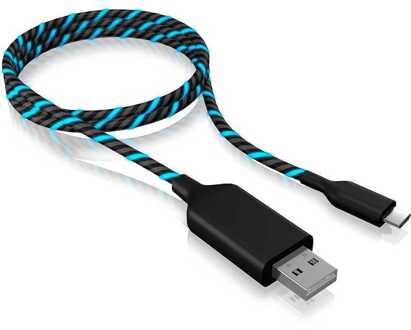 USB 2.0 Aansluitkabel [1x USB-A 2.0 stekker - 1x Micro-USB 2.0 B stekker] 1.00 m Zwart, Blauw