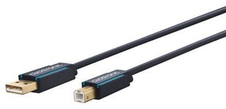 USB 2.0 Aansluitkabel [1x USB-A 2.0 stekker - 1x USB-B 2.0 stekker] 1.80 m Blauw Vergulde steekcontacten