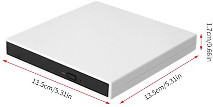 Usb 2.0 Dvd Recorder Optische Drive Case Kit Externe Mobiele Behuizing Cd Brander Reader Voor Laptop Pc Cd Writer wit