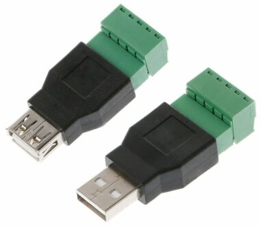 USB 2.0 Type A Female/Male to 5P Screw w/ Shield Plug Terminal Adapter Connector