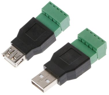 Usb 2.0 Type A Male/Female Naar 5P Schroef W/Shield Terminal Plug Adapter Connector mannetje
