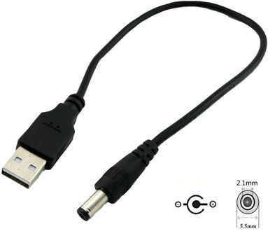 USB 2.0 Type A Male to DC 5.5mm x 2.1mm Plug Male 5V DC Power Supply Socket Charging Extension Adapter Connector Cable 25cm