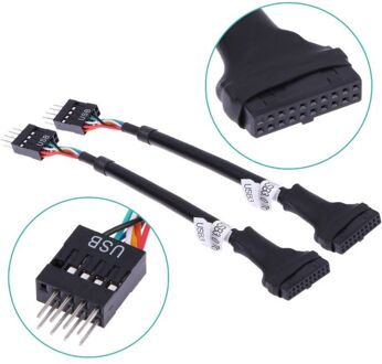 USB 3.0 19-pin (F) naar USB 2.0 9-pin (M) kabel, lengte 20cm