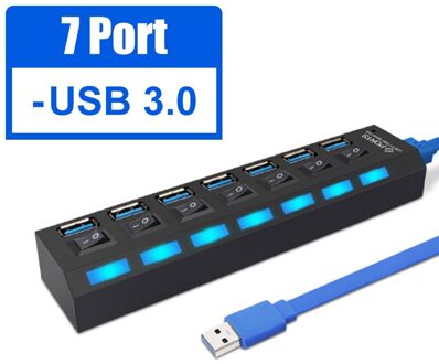 Usb 3.0 Hub Usb 2.0 Hub Multi Usb Splitter 4/7 Poort Expander Voor Pc Meerdere 3 Hab Gebruik Power Adapter USB3.0 Hub Met Schakelaar USB 3.0 HUB 7 Port