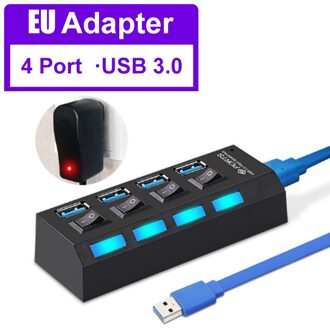 Usb 3.0 Hub Usb 2.0 Hub Multi Usb Splitter 4/7 Poort Expander Voor Pc Meerdere 3 Hab Gebruik Power Adapter USB3.0 Hub Met Schakelaar USB3.0 4Port met EU