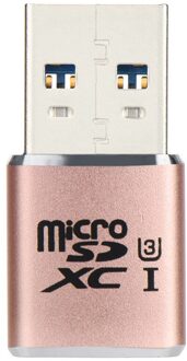 USB 3.0 Mini Card Reader/MICRO SD/SDXC Aluminium TF Kaartlezer # T2 roos goud