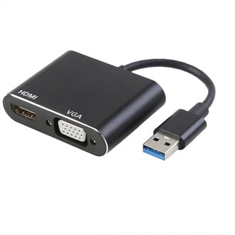 Usb 3.0 Naar Hdmi Vga 1080P Hd Converter Audio Video 2 In 1 Hub (Voor Mac Os) windows 7/8/10 Hdtv Projector