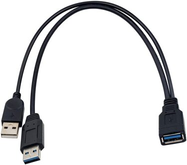 Usb 3.0 Y-kabel Female Naar Dual Usb Mannelijke 1 Naar 2 Sync Gegevens Opladen Converter Y Verlengkabel Cord voor Pc/Auto/Tv/PS4/Laptop