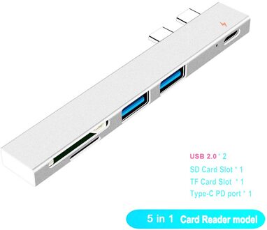 Usb 3.1 Type-C Hub Naar Hdmi 4K Thunderbolt 3 Adapter Usb C Hub Met Hub 3.0 Tf sd Reader Slot Pd Voor Macbook Pro/Air 5 in 1 USB 2.0