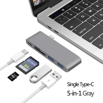 USB 3.1 Type-C Hub naar HDMI Adapter 4K Thunderbolt 3 USB C Hub Met Hub 3.0 TF SD-lezer Slot PD Voor MacBook Air Pro M1 Chip Bruin