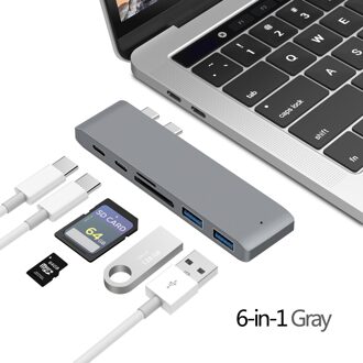 USB 3.1 Type-C Hub naar HDMI Adapter 4K Thunderbolt 3 USB C Hub Met Hub 3.0 TF SD-lezer Slot PD Voor MacBook Air Pro M1 Chip wit