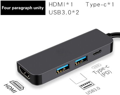 Usb 3.1 Type-C Hub Naar Hdmi-Compatibel Adapter 4K Thunderbolt 3 Usb C Hub Tf Sd reader Slot Pd Voor Macbook Pro/Air/Huawei Mate 4 in 1 hub